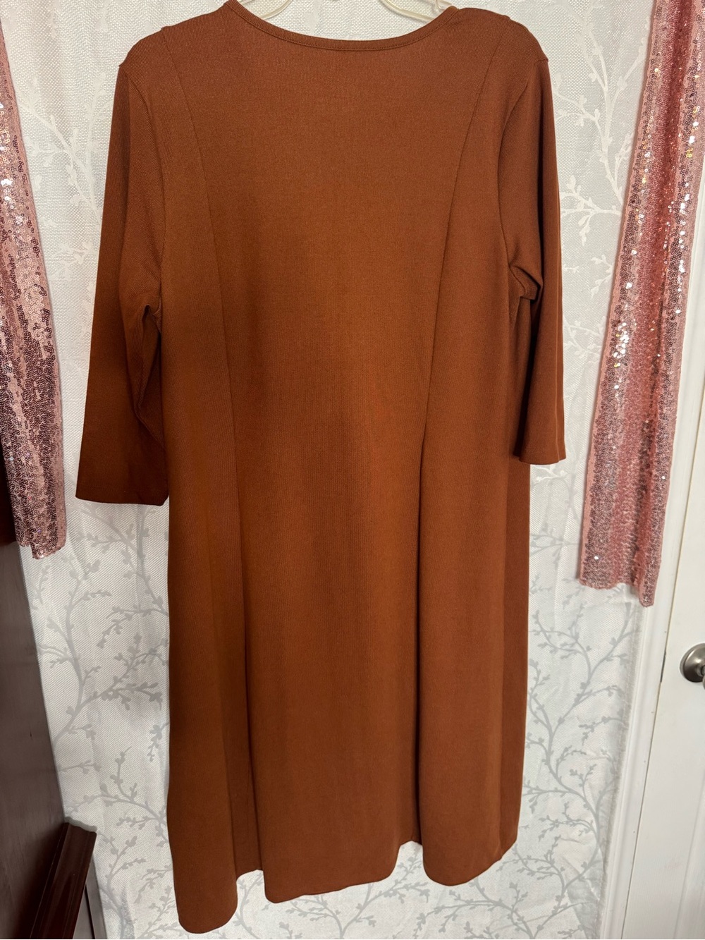Women's Midi A-Line Dress in Rust